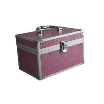 کیف لوازم آرایشی صورتی صورتی قابل حمل با 3 سینی